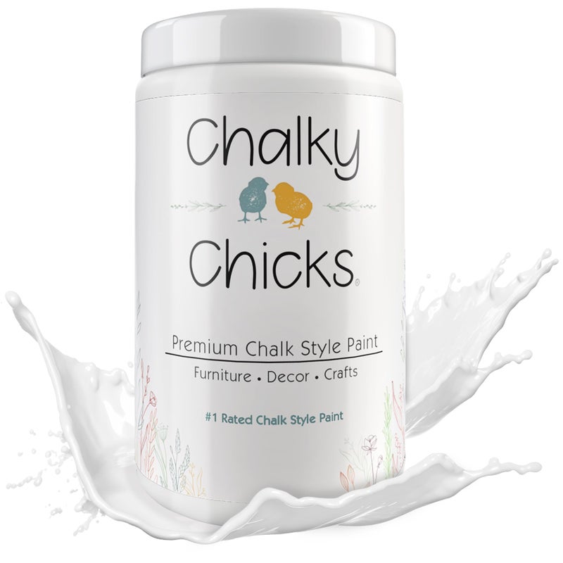 Chalky Chicks دهان الطباشير الشامل للدجاج - 32 أونصة سائلة - لون قطن ذيل الأرنب غير اللامع للأثاث المعدني والخشبي - لا حاجة للصنفرة - شامل لتزيين المنزل والحرف اليدوية، صنع في الولايات المتحدة - Image 1